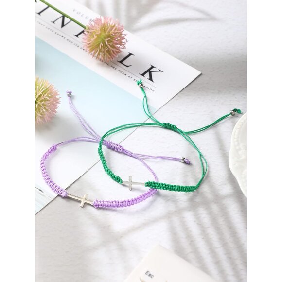 Christian Friendship Cross Bracelets Bulk 30 Pcs Multicolored Nylon Alloy Religi - Picture 3 of 6